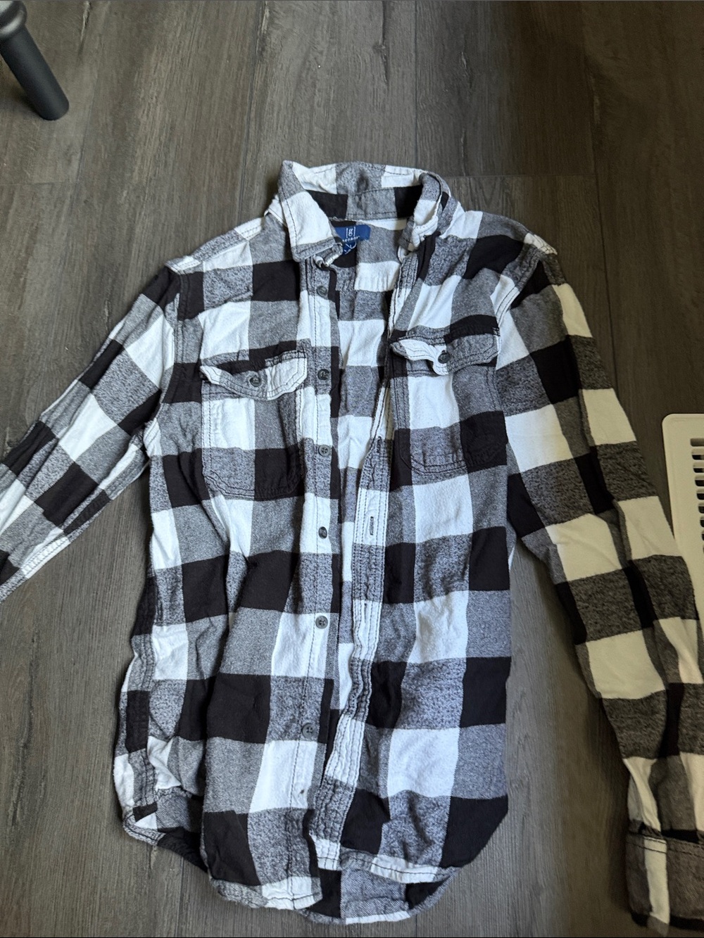 George Black and White Plaid Button-Down Shirt